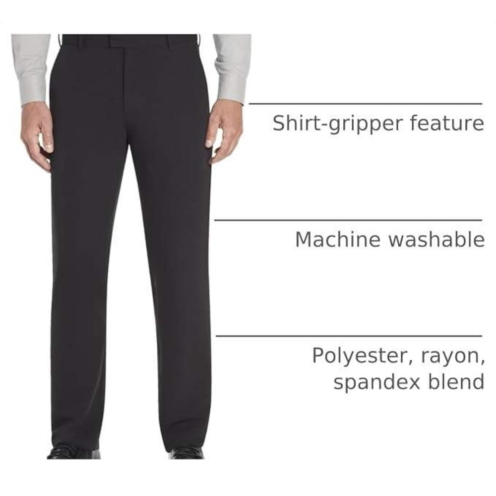 Van Heusen Flex Straight Fit 38x32 Men's Stretch Non-Iron Dress Pants Black - Picture 4 of 7